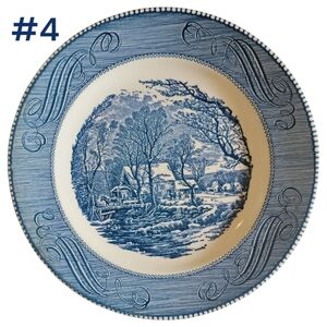 Vtg 50's Royal China Currier Ives 10" DINNER PLATE Old Grist Mill Ironstone Blue